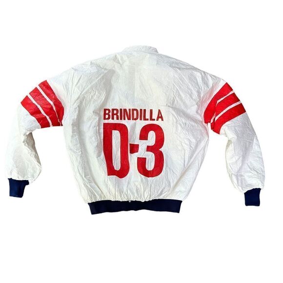 Vintage ESSO Oil racing Jacket Brindilla D-3 Poly Material Large White Red - Picture 2 of 6
